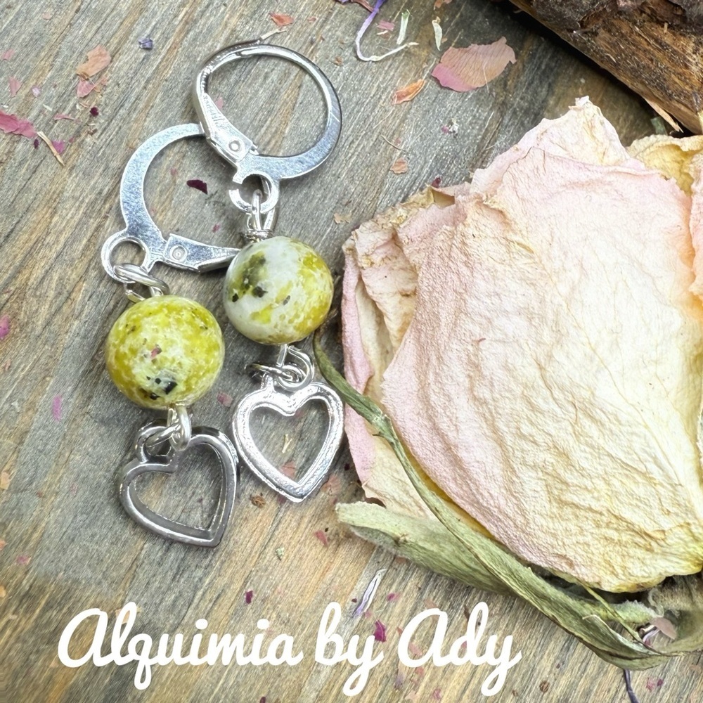 Alquimia Yellow turquoise and Silver Heart Earrings